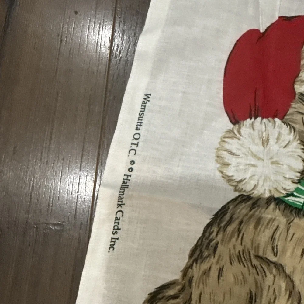 Christmas cat dog kitten puppy in Santa hat fabric panel